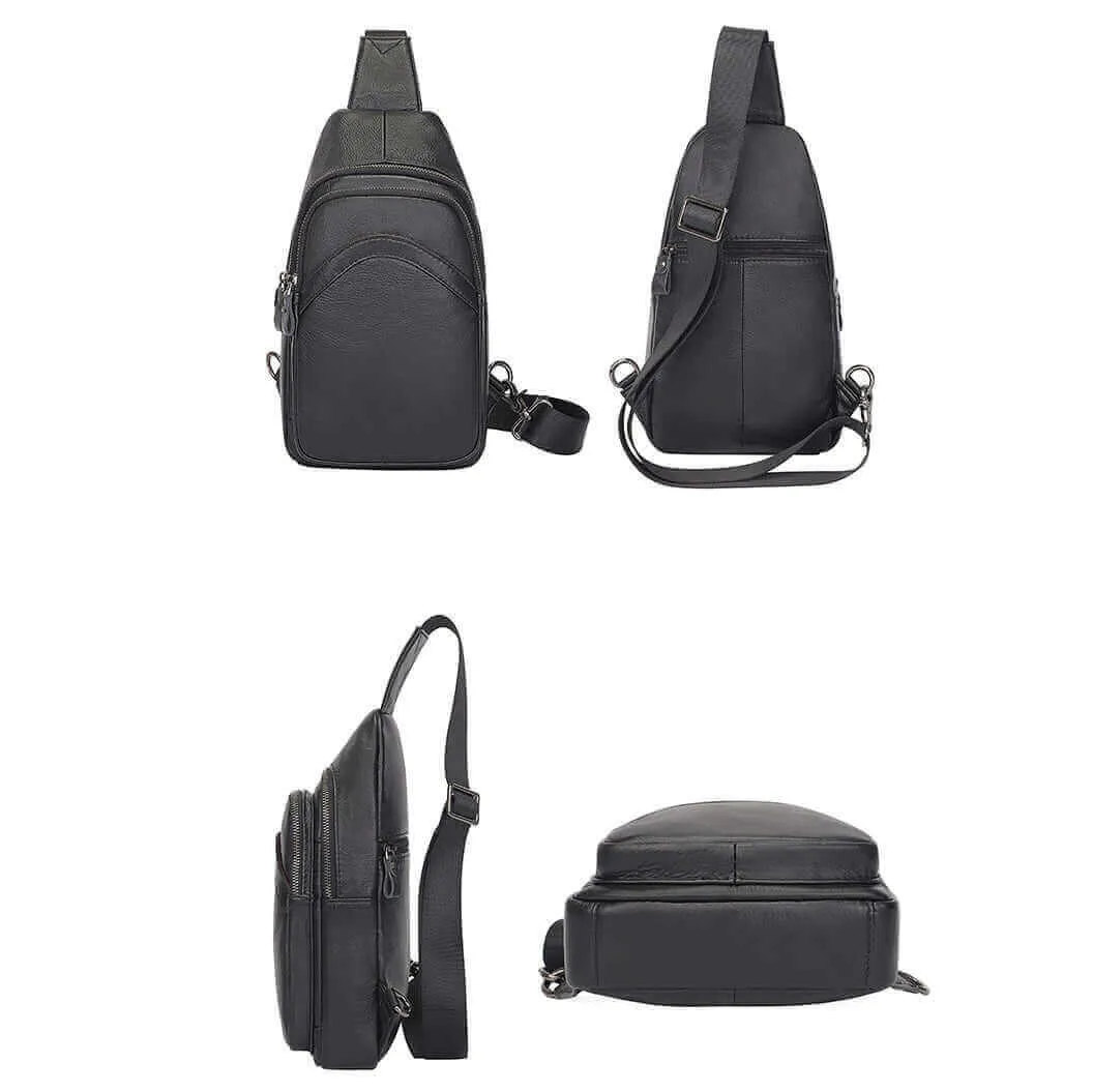 Men's Black Leather Crossbody Sling Bag | Stylish & Functional