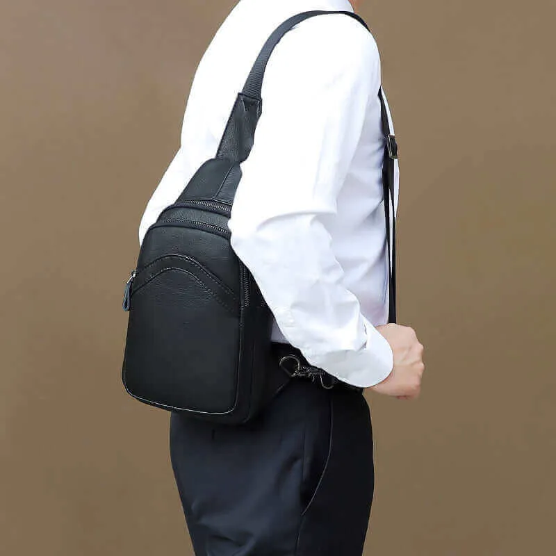 Men's Black Leather Crossbody Sling Bag | Stylish & Functional