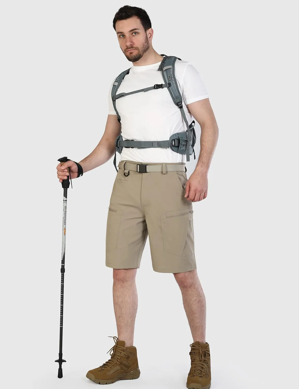 Mens Cargo Hiking Shorts Water Resistant Quick Dry Lightweight Breathable Tactical Shorts with Nylon Belt