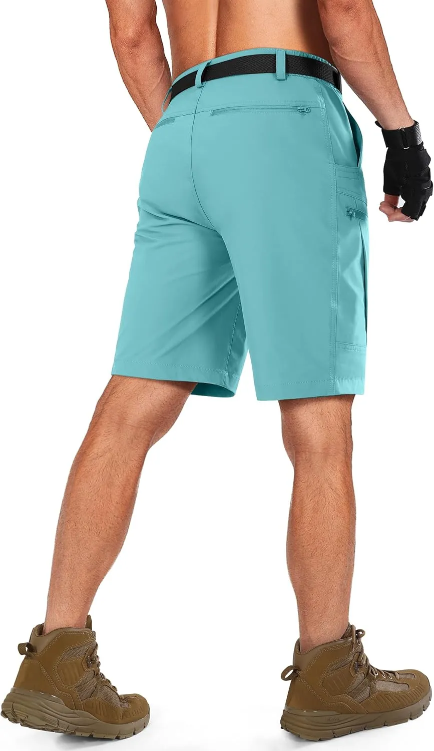 Mens Cargo Hiking Shorts Water Resistant Quick Dry Lightweight Breathable Tactical Shorts with Nylon Belt