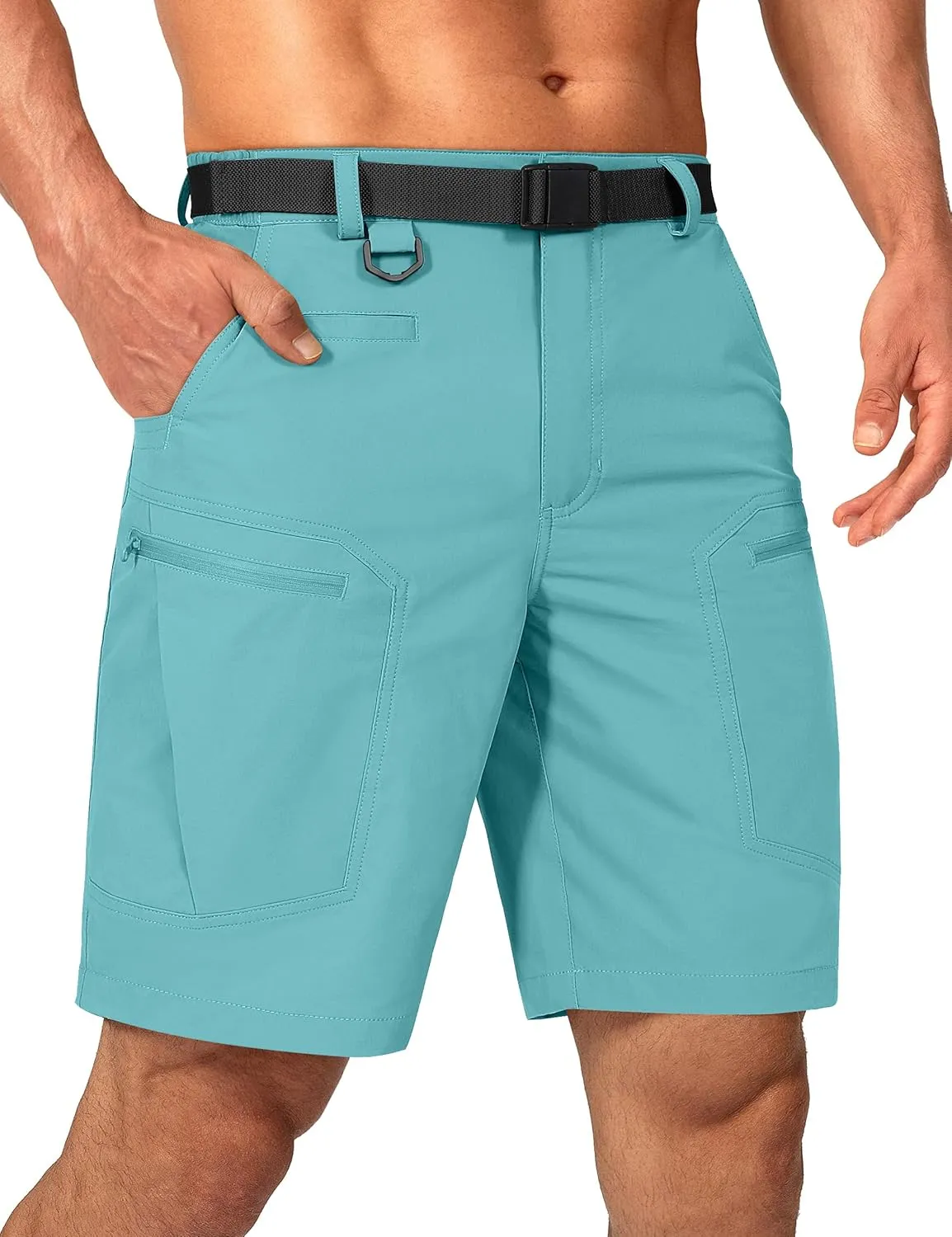 Mens Cargo Hiking Shorts Water Resistant Quick Dry Lightweight Breathable Tactical Shorts with Nylon Belt