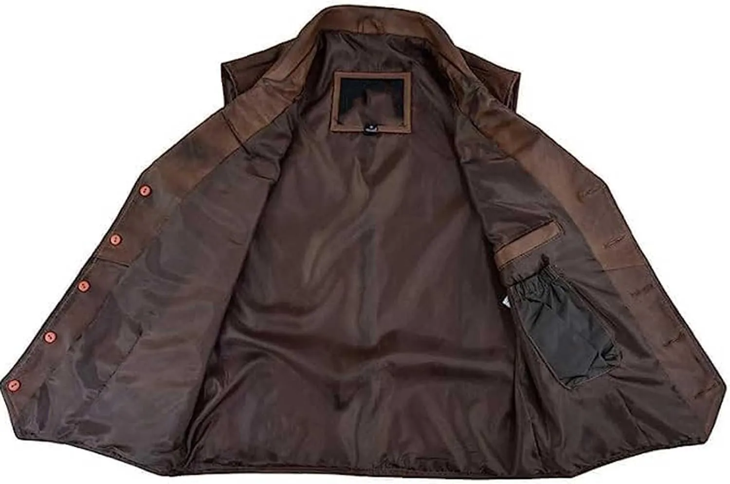 Mens Classic Club Style Leather Vest Motorcycle Leather waistcoat vest with Concealed Gun Carry Pockets
