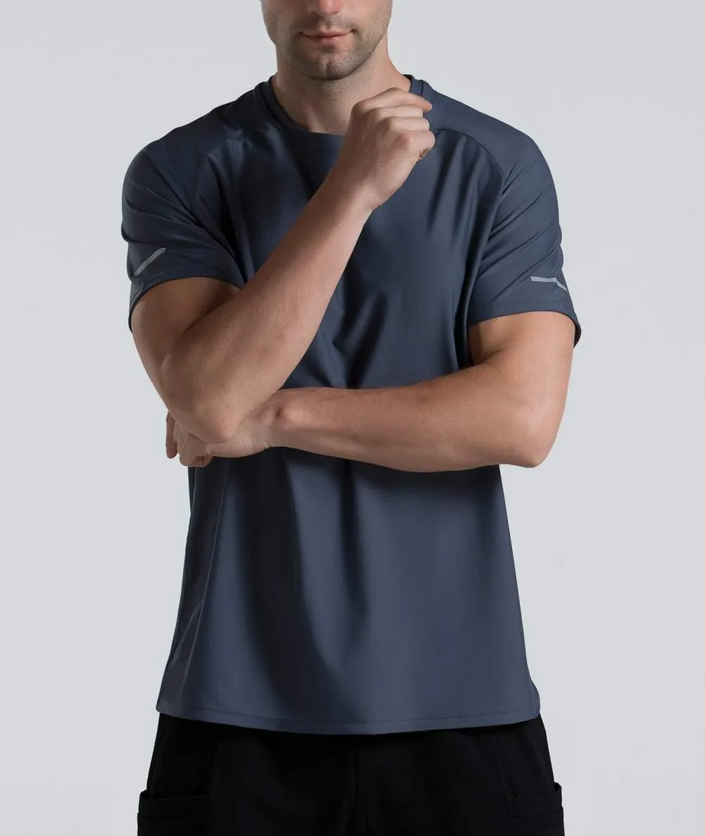 Men's Cooling Ice Silk Running Shirts Quick Dry Short Sleeve Athletic Gym T-Shirts UPF 50  Outdoor Workout Tshirts
