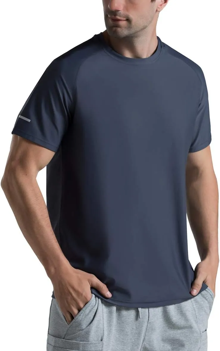 Men's Cooling Ice Silk Running Shirts Quick Dry Short Sleeve Athletic Gym T-Shirts UPF 50  Outdoor Workout Tshirts