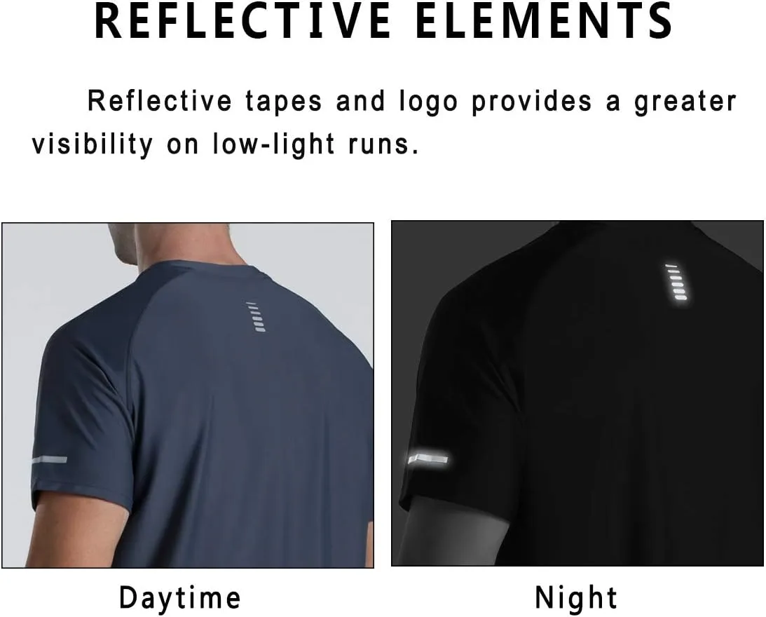 Men's Cooling Ice Silk Running Shirts Quick Dry Short Sleeve Athletic Gym T-Shirts UPF 50  Outdoor Workout Tshirts