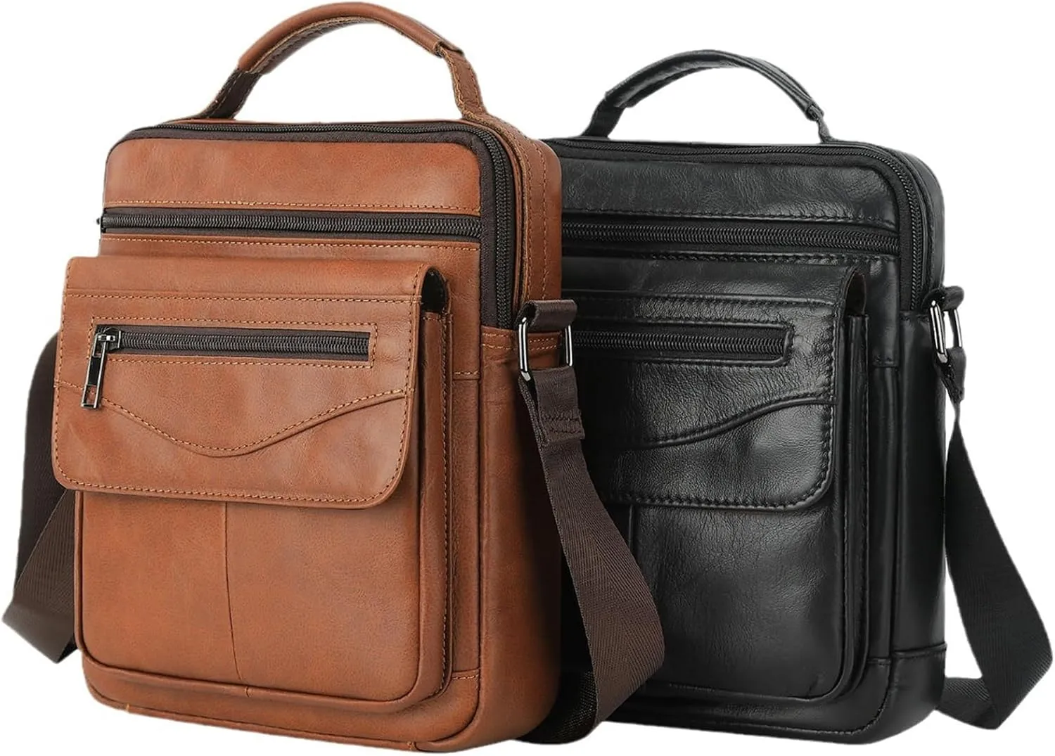 Mens Crossbody Bag, Genuine Leather Messenger Shoulder Bag for Women Men Purse Travel Work Business