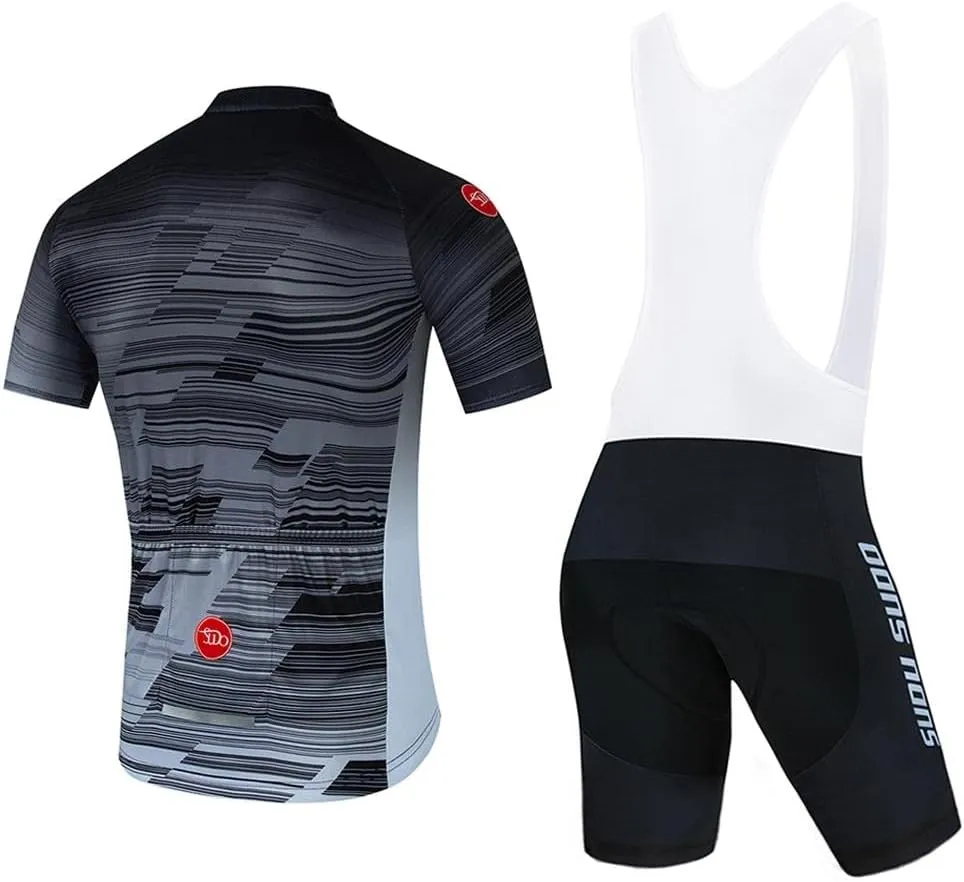 Men's Cycling Jersey Set Short Sleeve Breathable Cycling Clothing Road Bike Shirts Shorts with 20D Padded Quick-Dry