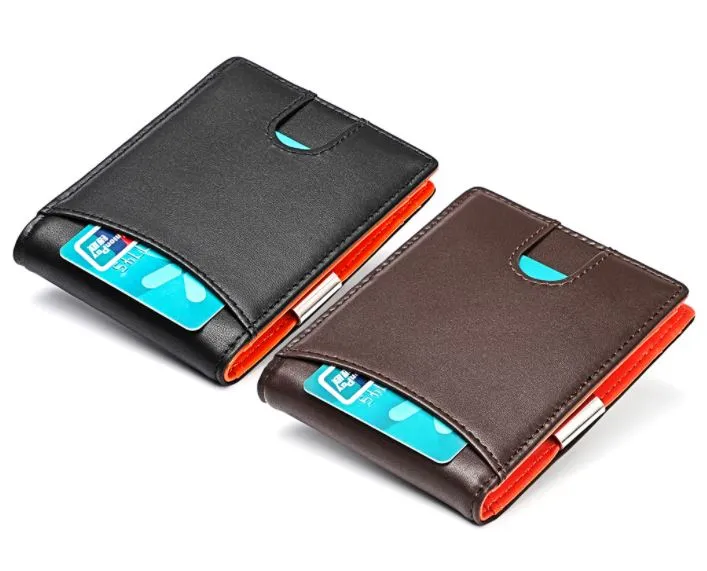 Mens Genuine Leather Money Clip Style Wallet