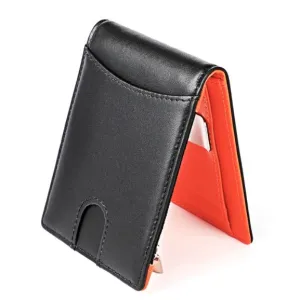 Mens Genuine Leather Money Clip Style Wallet