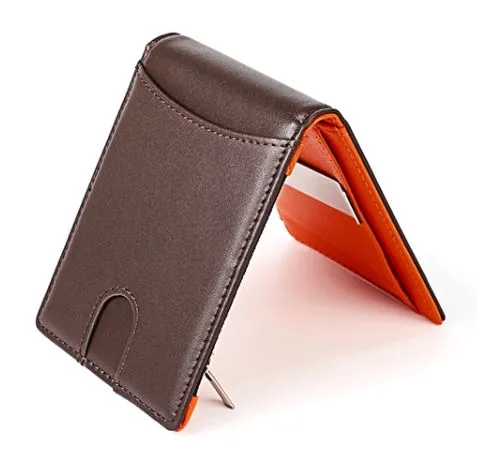 Mens Genuine Leather Money Clip Style Wallet