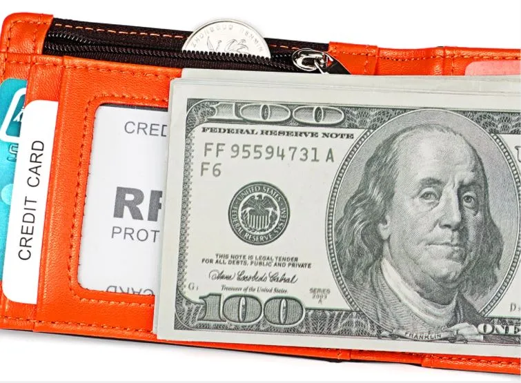Mens Genuine Leather Money Clip Style Wallet