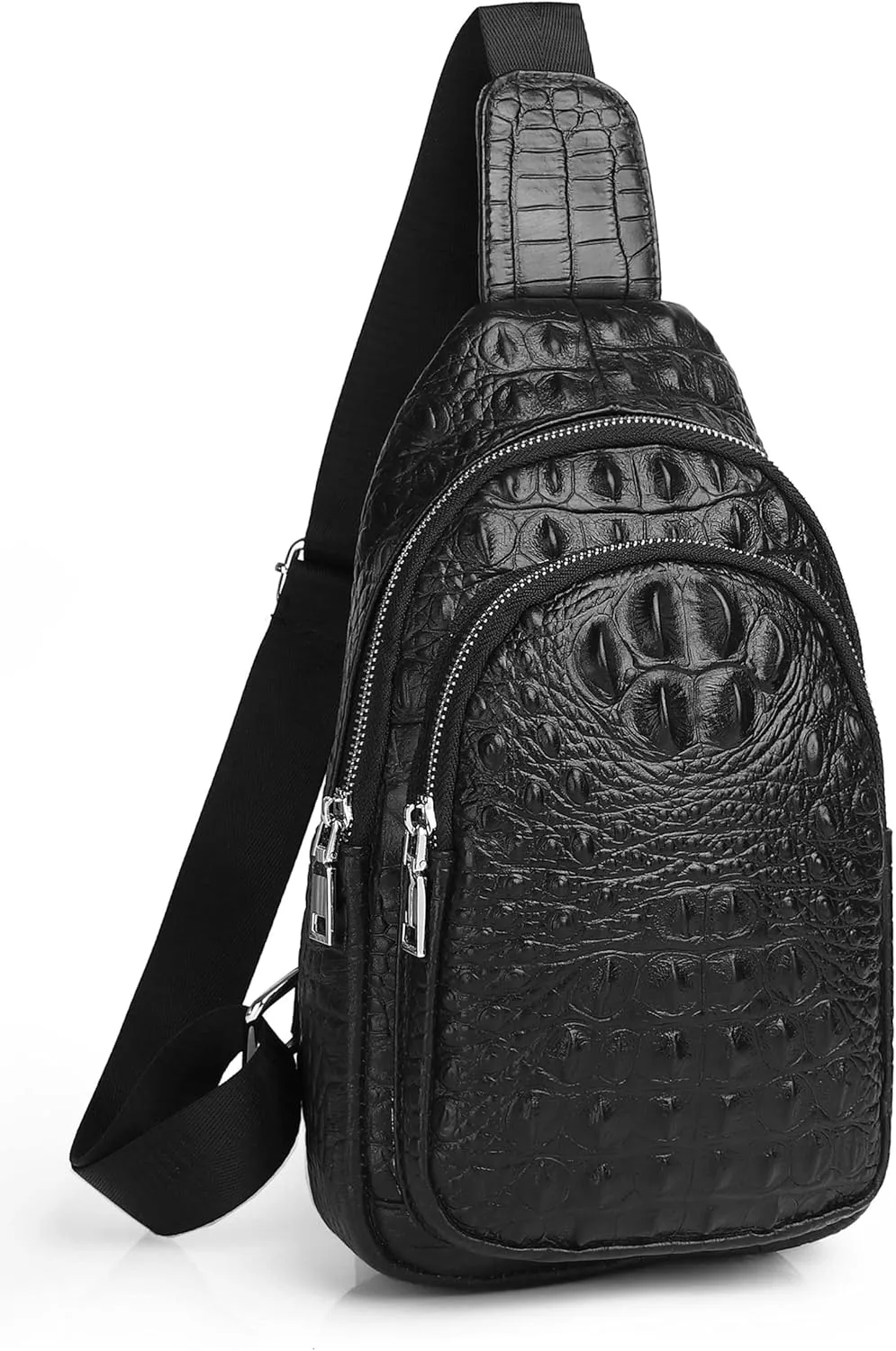 Men's Genuine Leather Sling Crossbody Chest Bag Backpack Waterproof Crocodile Embossing Shoulder Bags Travel Bag Daypack