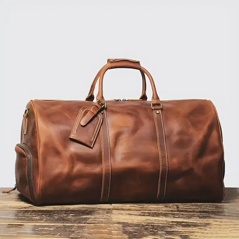 Men's Genuine Leather Tote Travel Bag