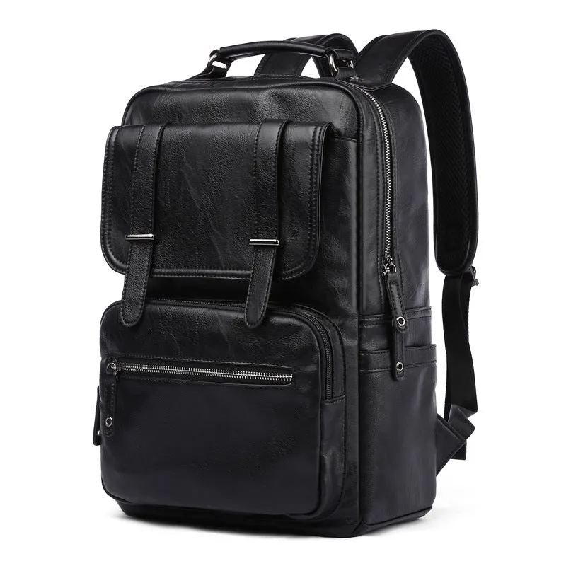 Men's Korean Style Leather Simple Fashion Trend Backpacks