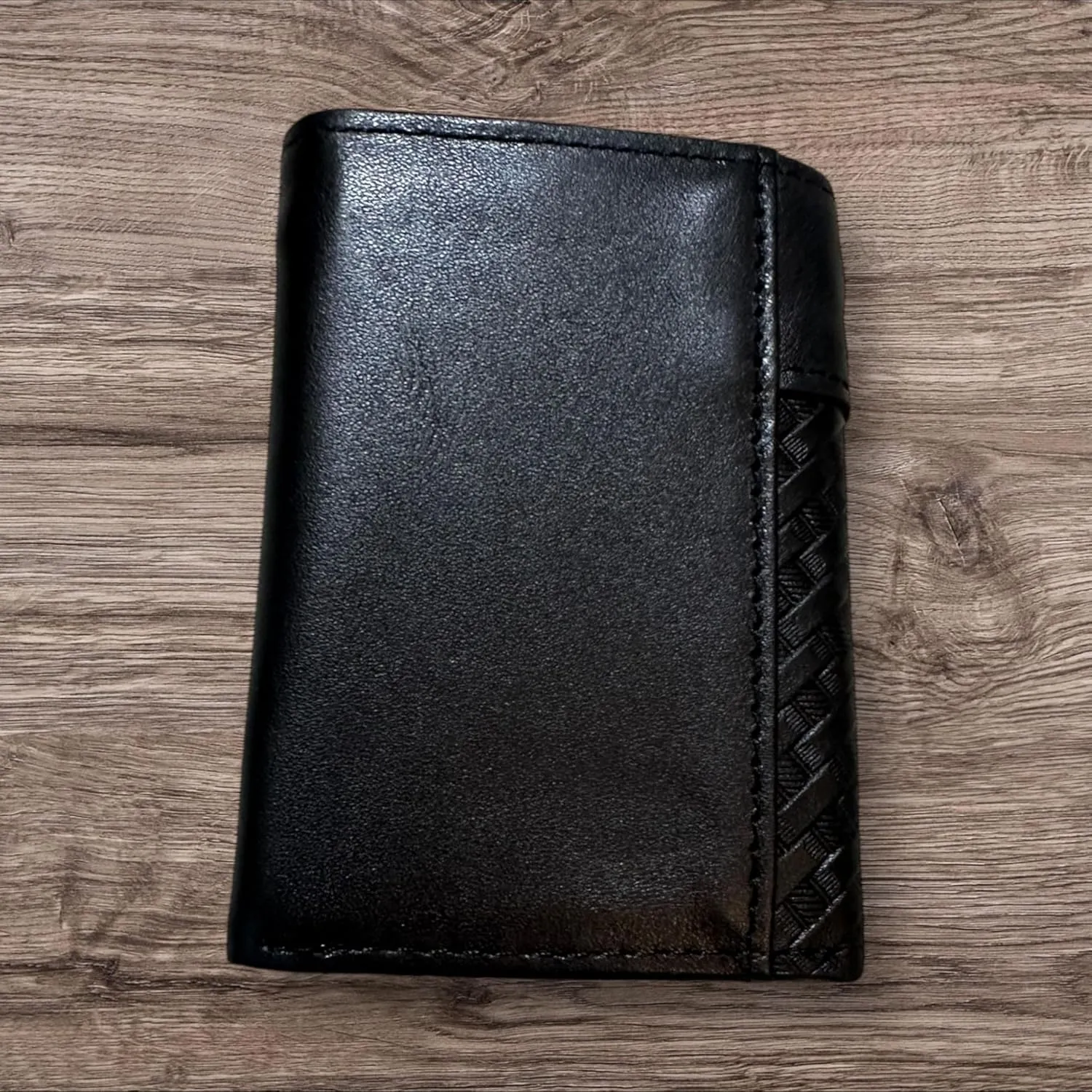 Mens Leather Tri Fold Wallet Basketweave Custom Cowboy Concho Cowhair Cowboy Western Leather Wallet High End Mens Wallets Leather Bull Rider Rodeo Gifts For Men (Cowboy Praying, Black)