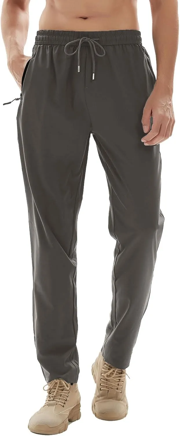 Men's Lightweight Quick Dry Hiking Running Pants Outdoor Sports Breathable Zipper Pockets Athletic Work Pants