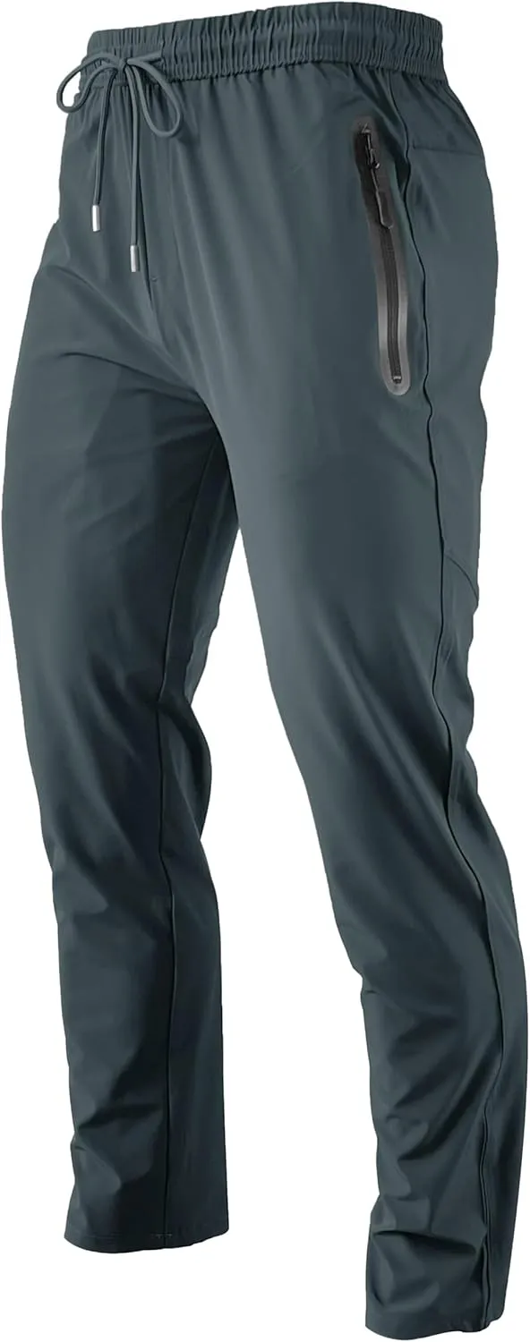 Men's Lightweight Quick Dry Hiking Running Pants Outdoor Sports Breathable Zipper Pockets Athletic Work Pants