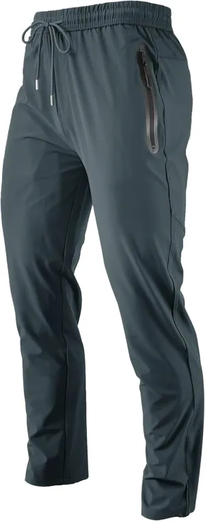 Men's Lightweight Quick Dry Hiking Running Pants Outdoor Sports Breathable Zipper Pockets Athletic Work Pants
