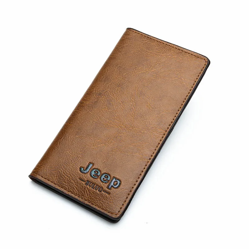 Men's Long Blue Simple Korean Style Multiple Slots Soft Men's Wallets