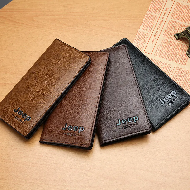Men's Long Blue Simple Korean Style Multiple Slots Soft Men's Wallets