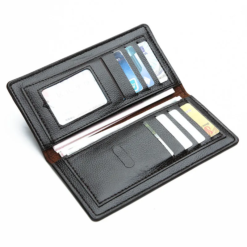 Men's Long Blue Simple Korean Style Multiple Slots Soft Men's Wallets