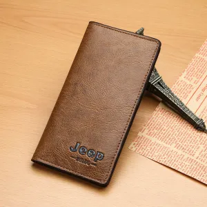 Men's Long Blue Simple Korean Style Multiple Slots Soft Men's Wallets