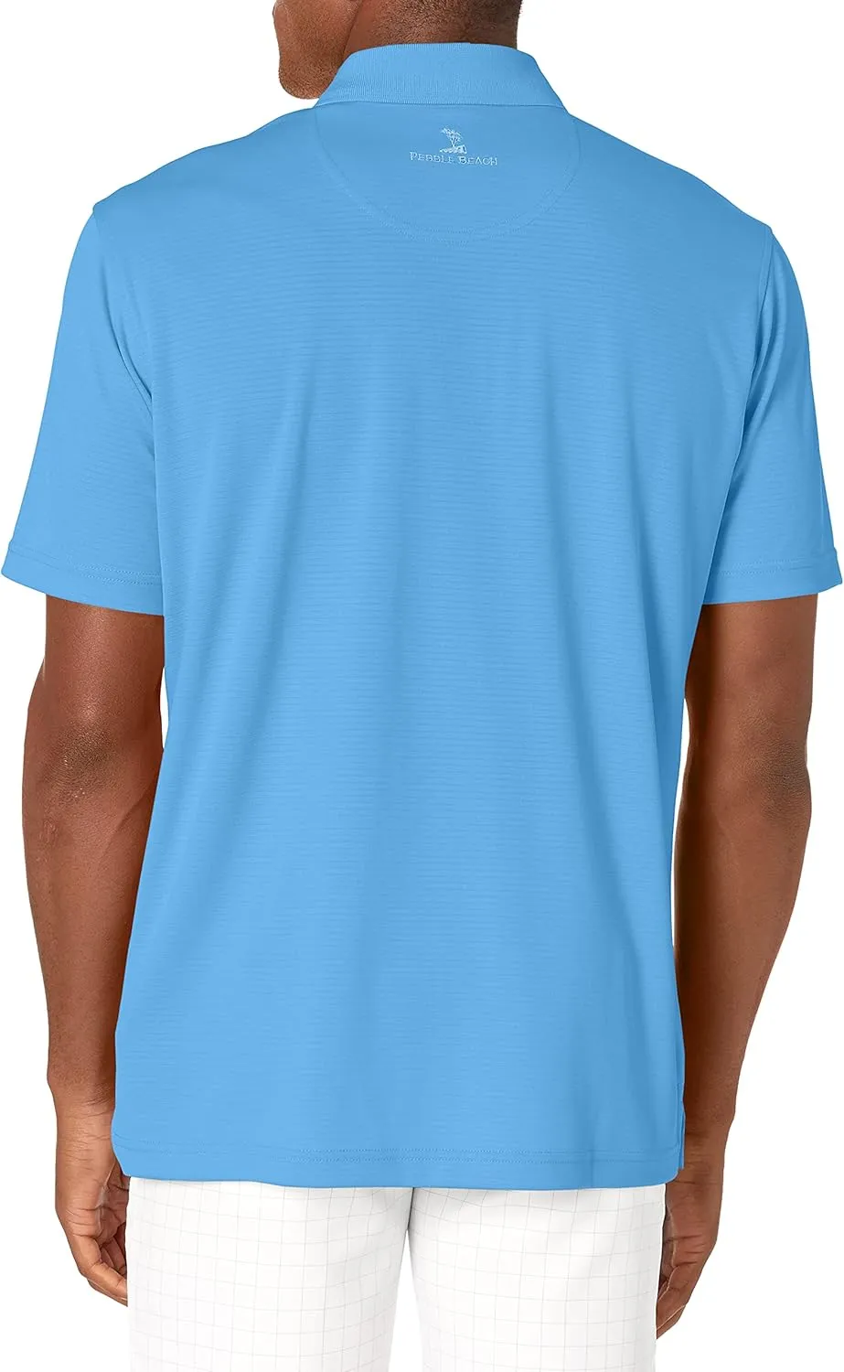 Men's Pebble Beach Golf Polo Shirt with Short Sleeve and Horizontal Textured Design