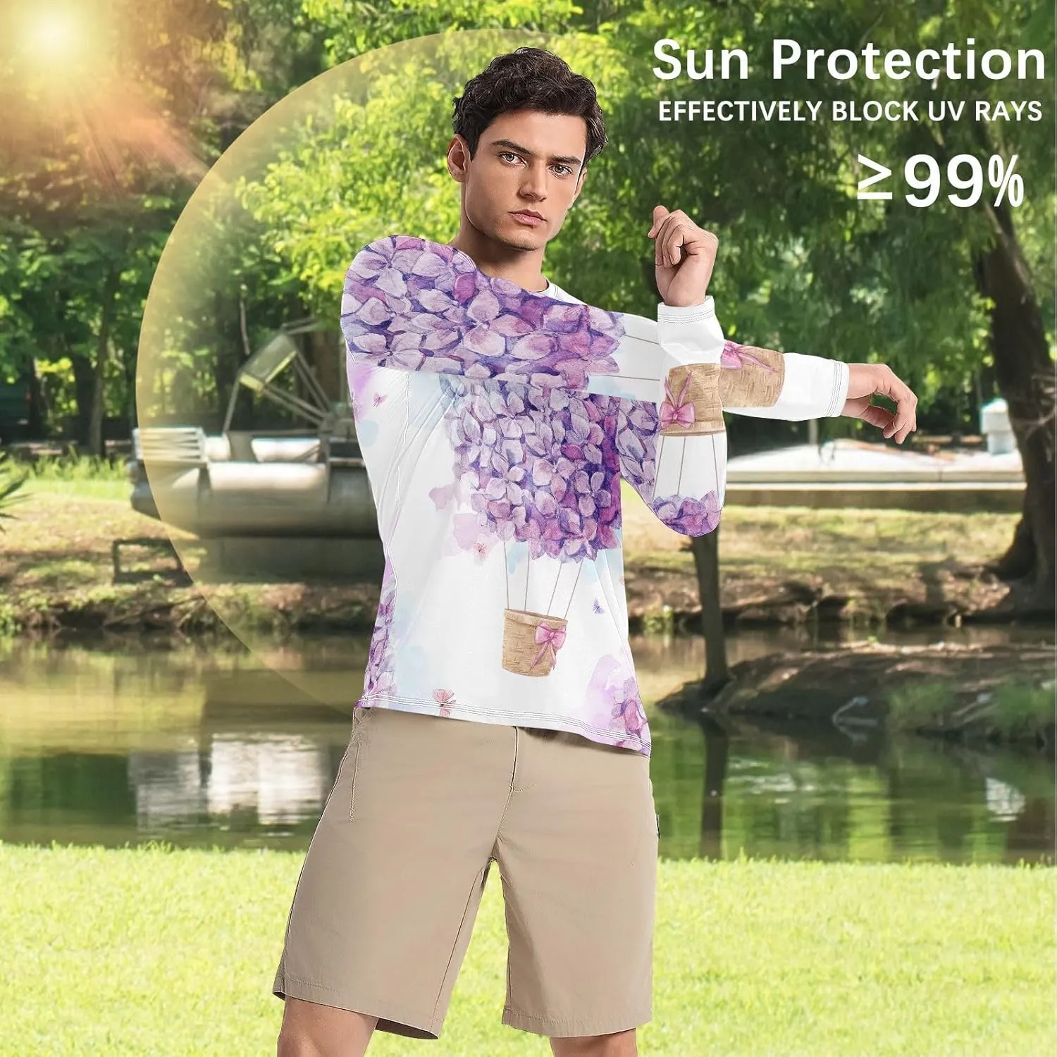 Men's Rash Guard Shirts, UPF 50  Long Sleeve Swimsuit Top Bathing Suit S-XXL