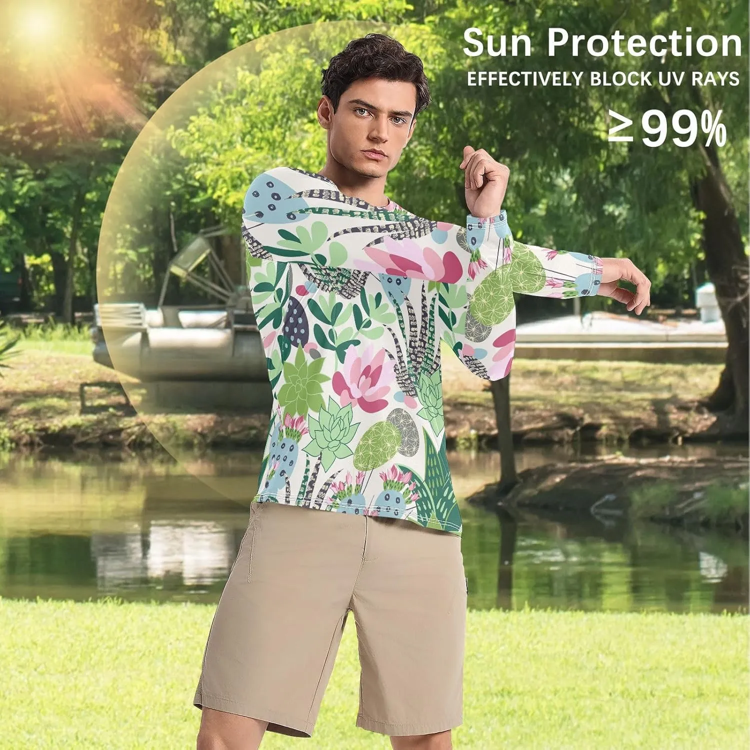 Men's Rash Guard Shirts, UPF 50  Long Sleeve Swimsuit Top Bathing Suit S-XXL