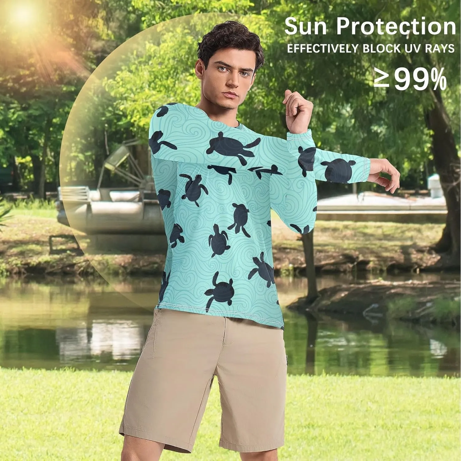 Men's Rash Guard Shirts, UPF 50  Long Sleeve Swimsuit Top Bathing Suit S-XXL