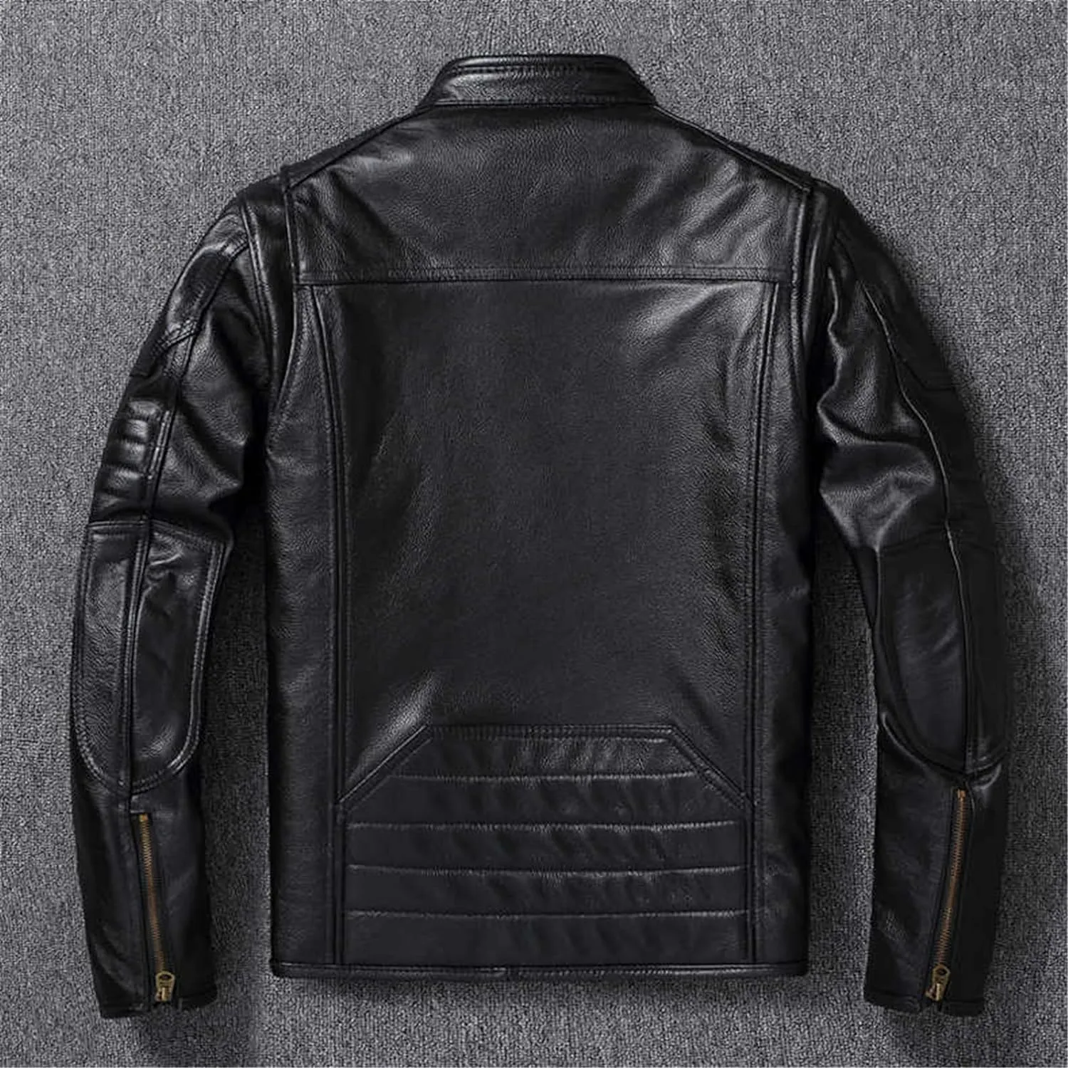Men's Real Cowhide Biker Cafe Racer Slim Fit Vintage Leather Jacket