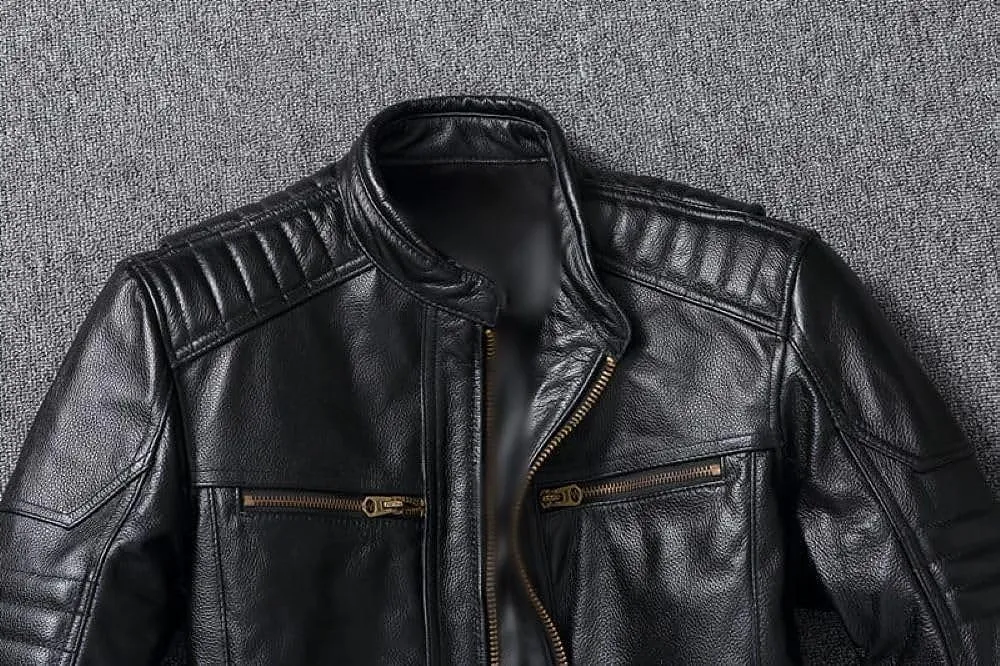 Men's Real Cowhide Biker Cafe Racer Slim Fit Vintage Leather Jacket