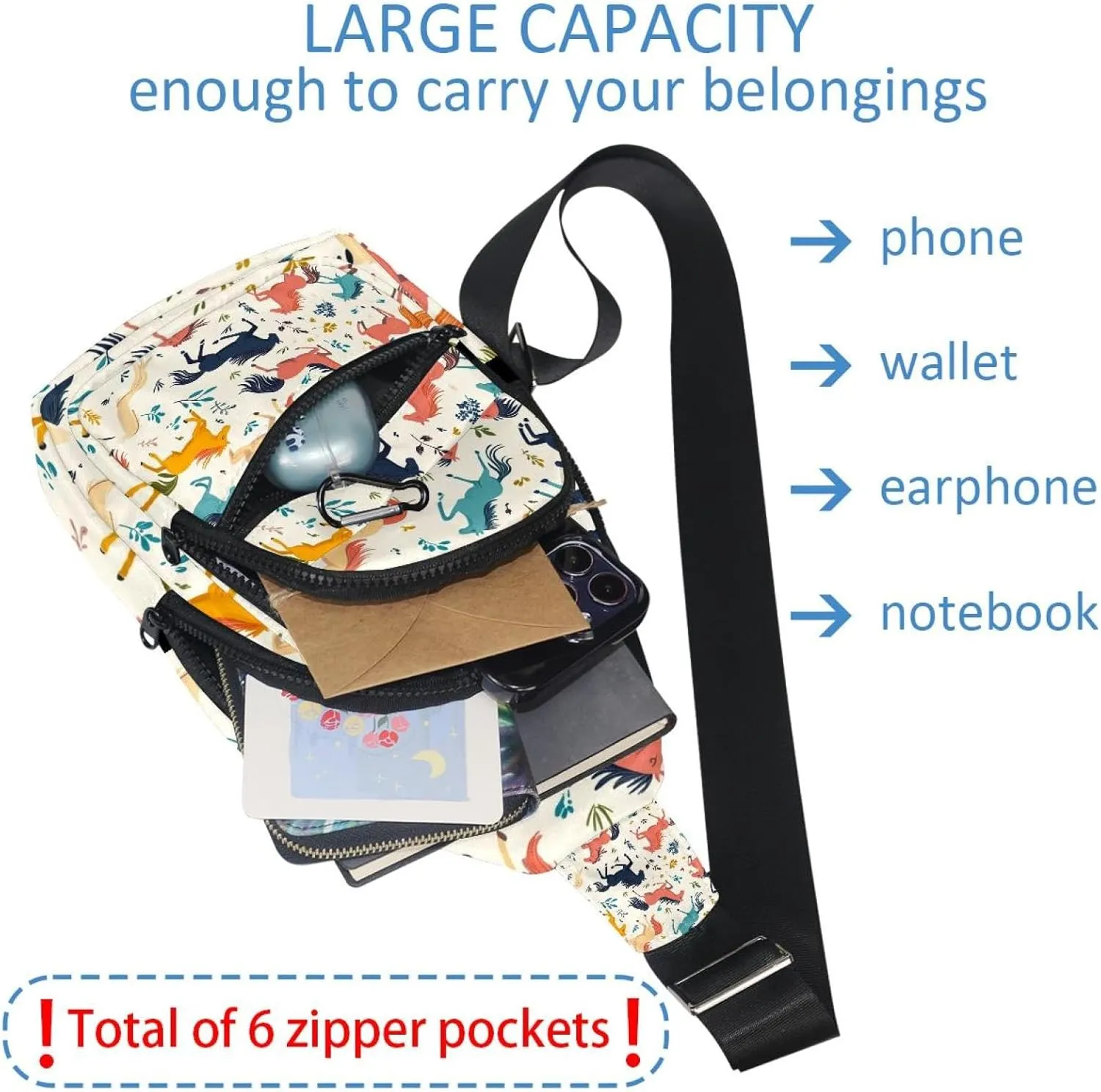 Men's Sling Backpack, running horses (2)