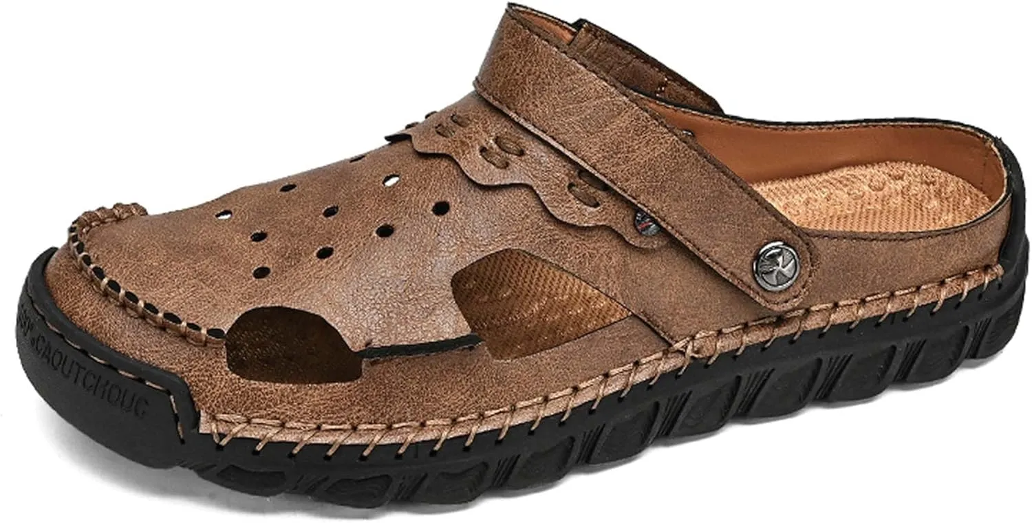 Men's Sport Sandals Adjustable Two Wear Clogs Slippers Breathable Quick Dry Swimming Pool Fisherman Beach Shoes Arch Support Garden Shoes