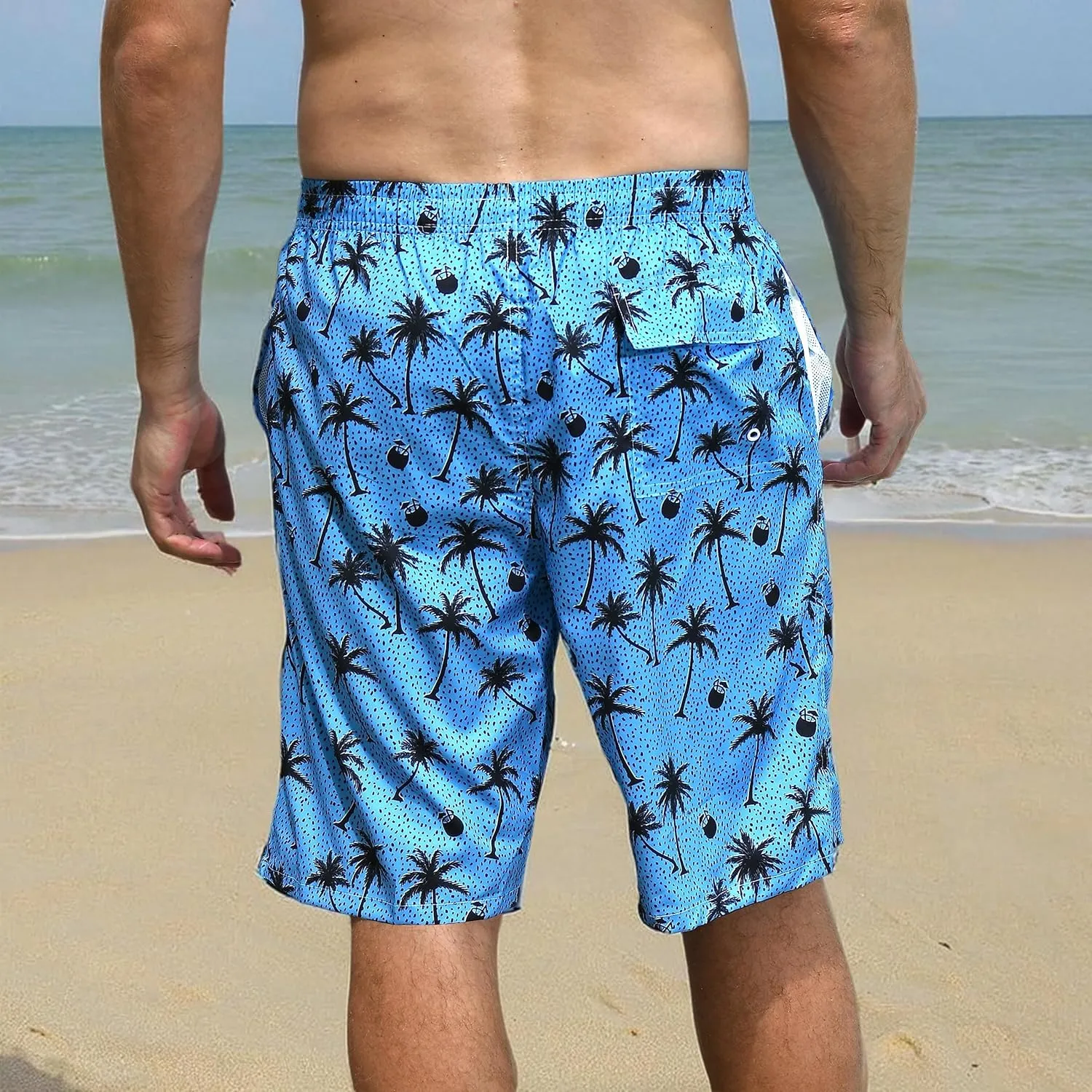 Mens Swim Trunks Quick Dry Board Shorts with Mesh Lining, Breathable Surf Beach Shorts Swimwear Bathing Suits