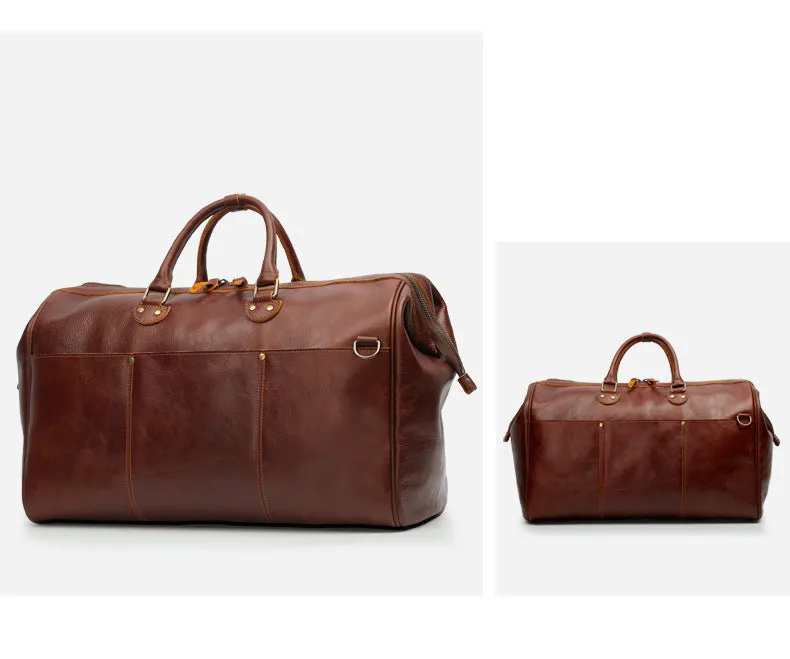 Men's Vintage Leather Travel Duffel Bag