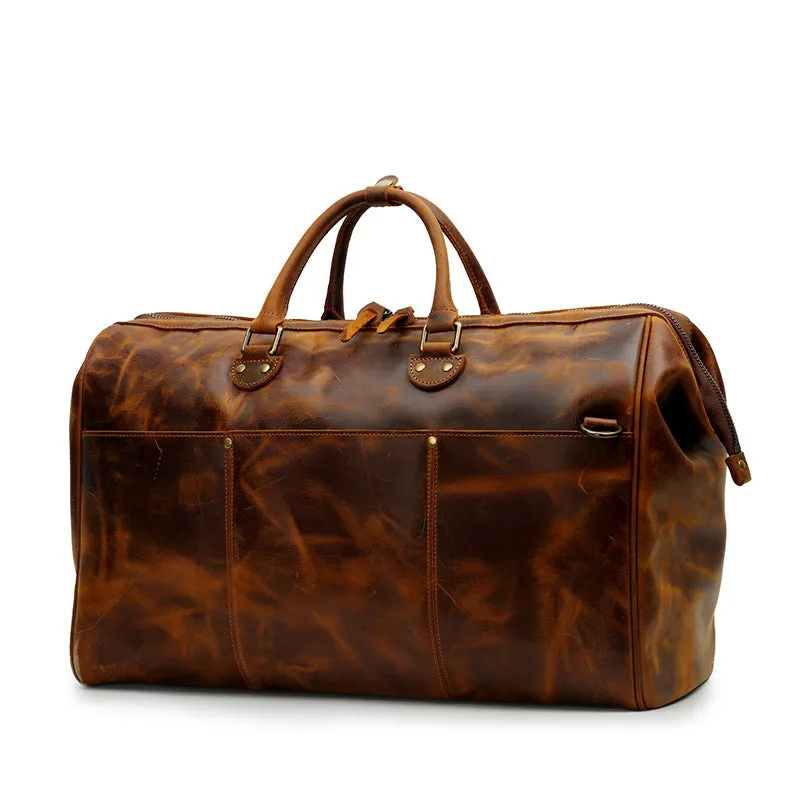 Men's Vintage Leather Travel Duffel Bag