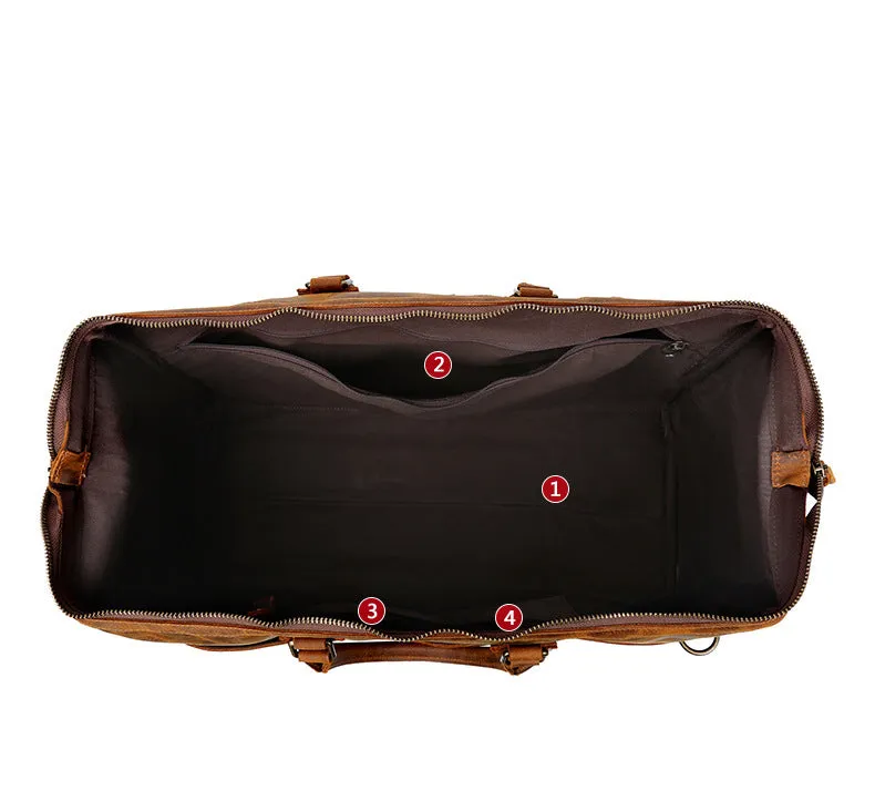 Men's Vintage Leather Travel Duffel Bag