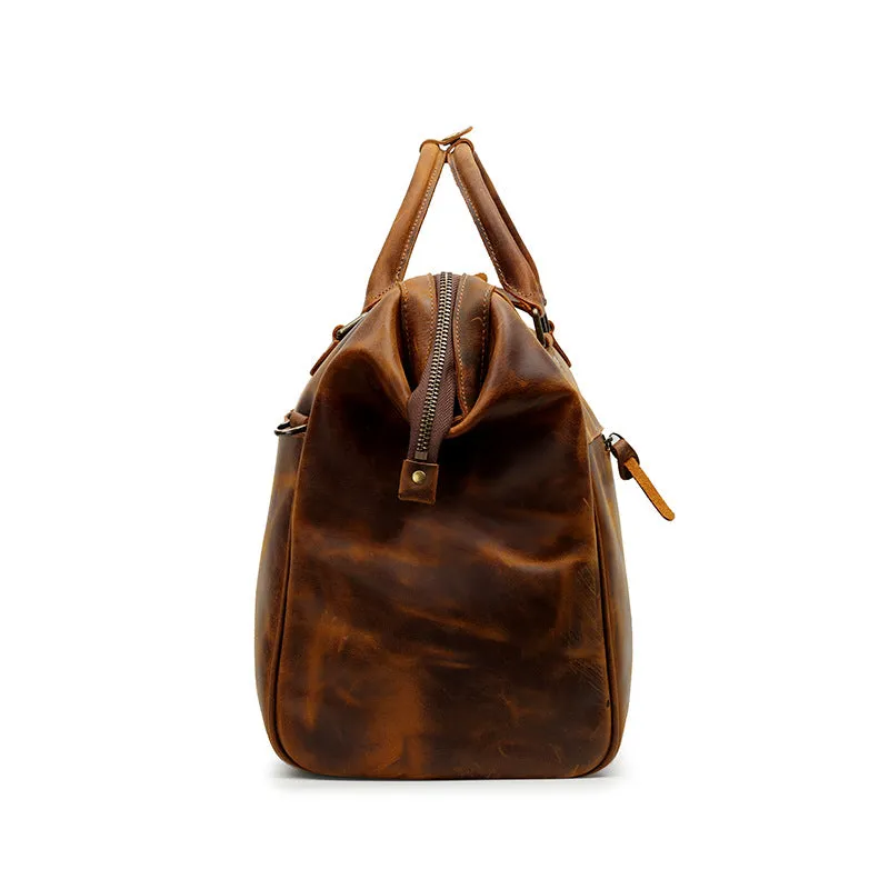 Men's Vintage Leather Travel Duffel Bag
