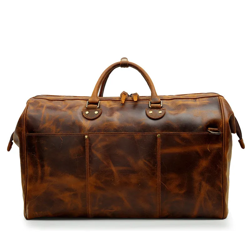 Men's Vintage Leather Travel Duffel Bag