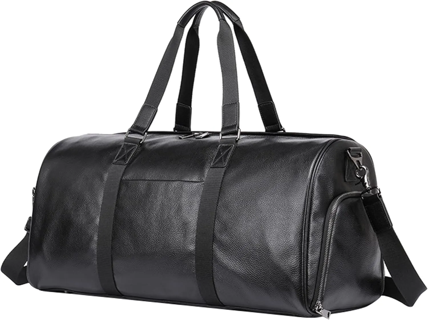 Men's Vintage Weekend Bags Large capacity Travel Duffle Bag Genuine Leather Crossbody Shoulder Bag for Outdoors, Camping (Black)