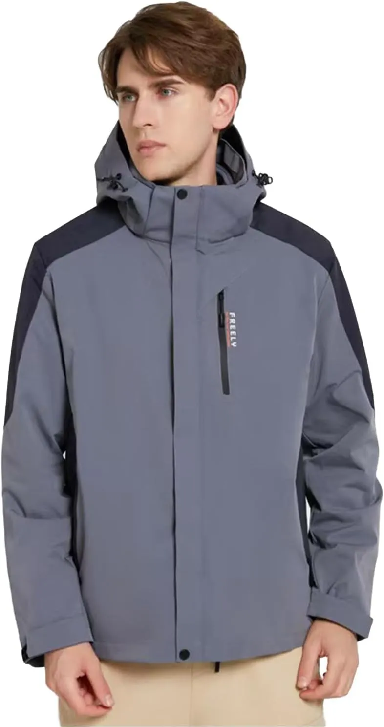Mens Waterproof Ski Jacket Winter Windproof Snow Coat Outdoor Hiking Parka Raincoat Multi Pockets
