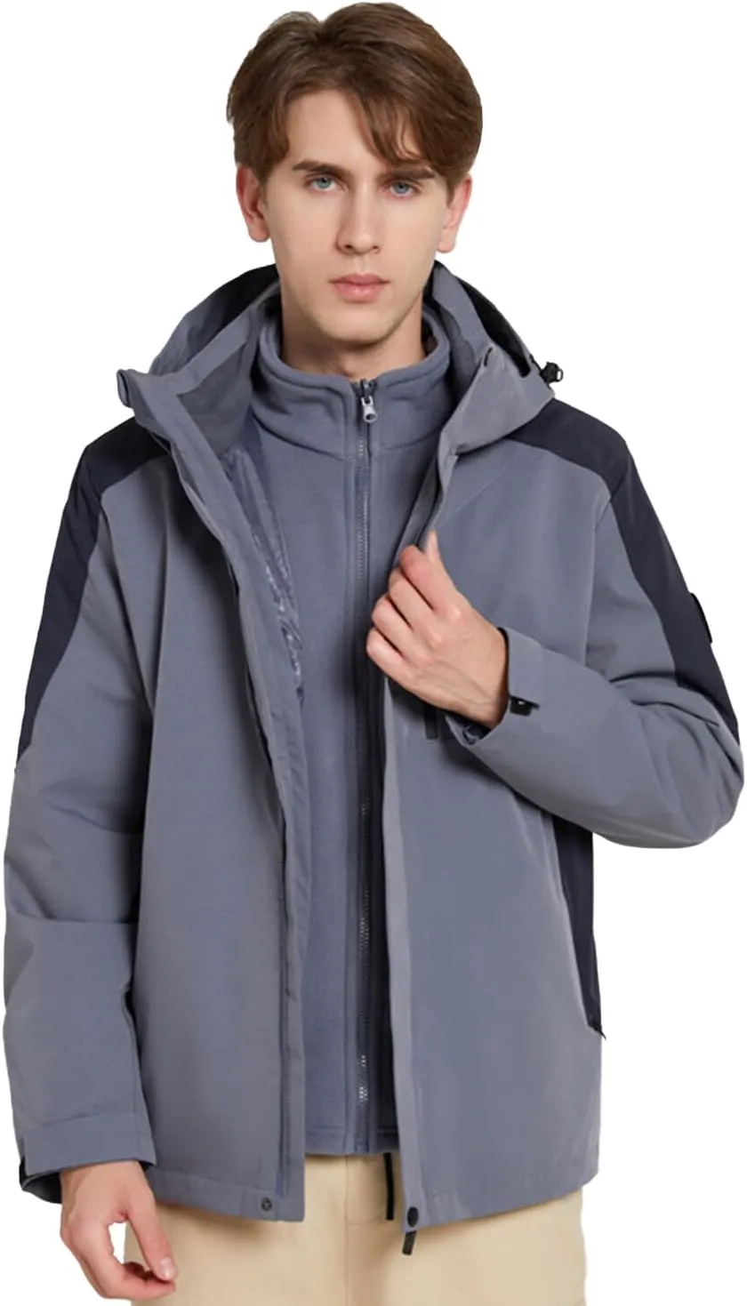 Mens Waterproof Ski Jacket Winter Windproof Snow Coat Outdoor Hiking Parka Raincoat Multi Pockets