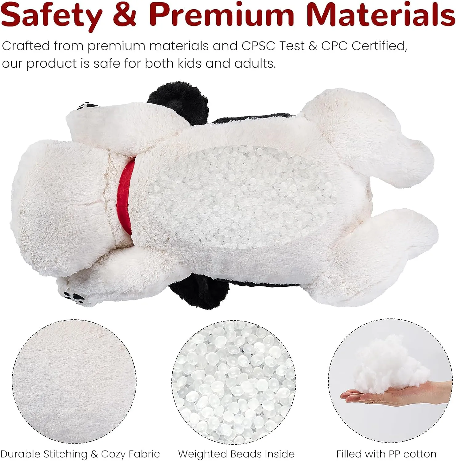 meowtastic Black & White Dog Weighted Stuffed Animals - 28 Inch 5.0 Pounds Weighted Plush Dog Stuffed Animals - Large Stuffed Dog Plush Pillow - Cute Plush Toys Gifts for Kids & Adults (28" 5.0 lbs)
