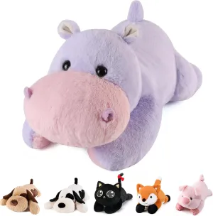 meowtastic Hippo Weighted Stuffed Animals - 12 Inch 1.0 Pounds Weighted Plush Hippo Stuffed Animals - Small Toys Pillow - Cute Plush Toys Gifts for Kids & Adults (12" 1.0 lbs)