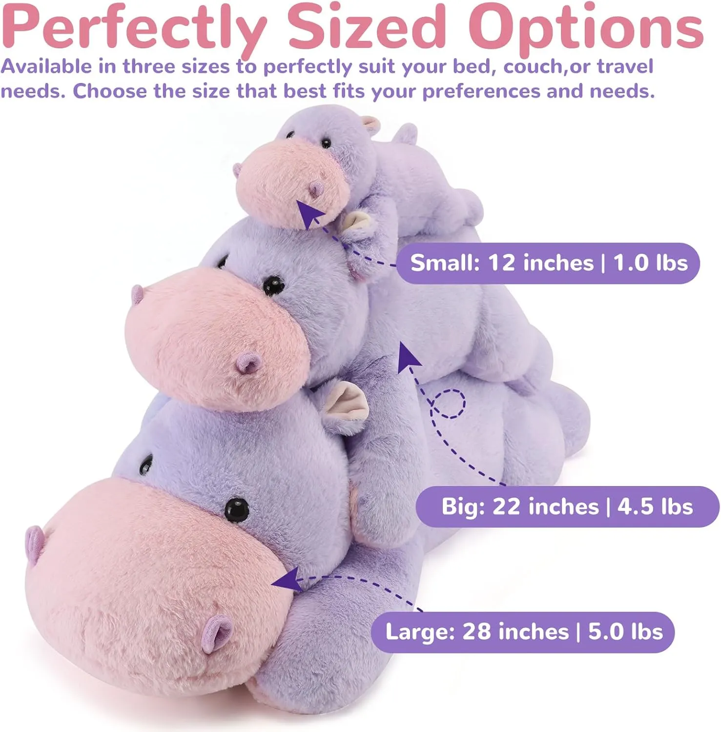 meowtastic Hippo Weighted Stuffed Animals - 12 Inch 1.0 Pounds Weighted Plush Hippo Stuffed Animals - Small Toys Pillow - Cute Plush Toys Gifts for Kids & Adults (12" 1.0 lbs)