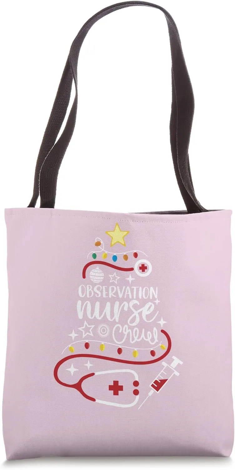 Merry Christmas Patient Monitoring NP Observation Nurse Crew Tote Bag