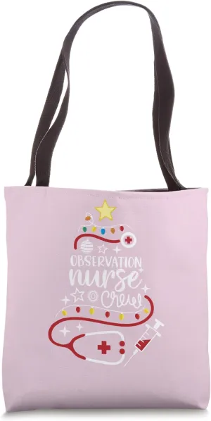 Merry Christmas Patient Monitoring NP Observation Nurse Crew Tote Bag