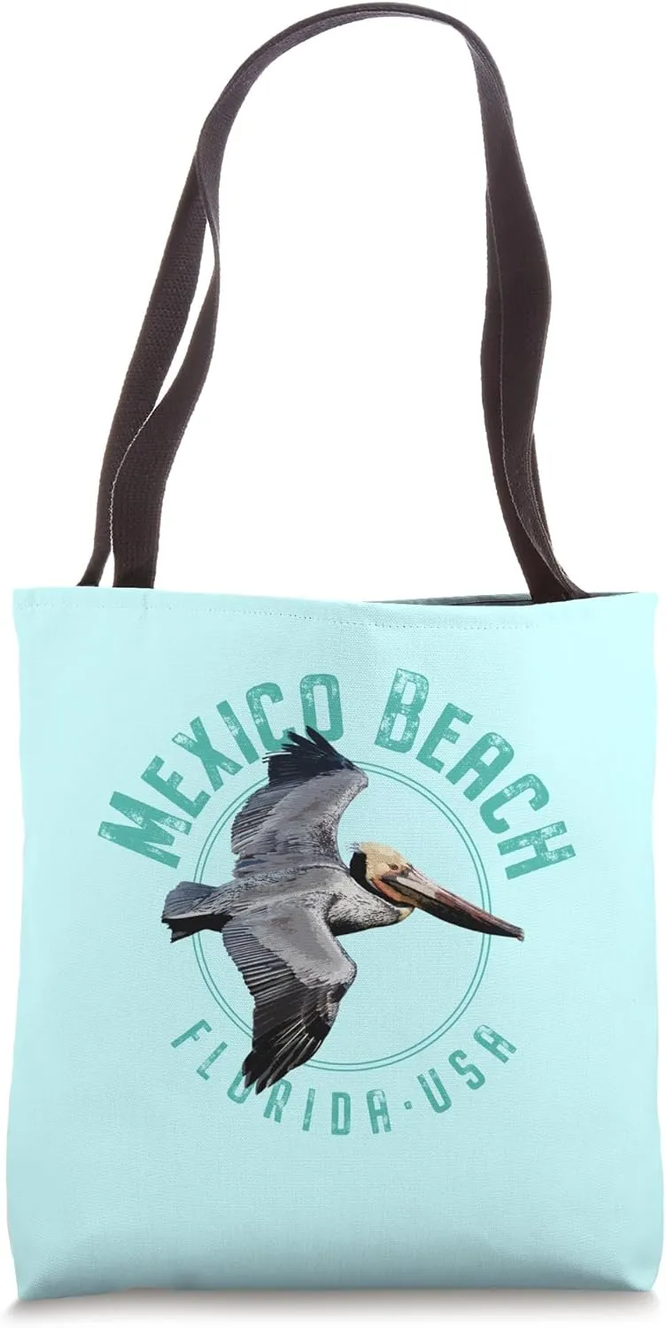 Mexico Beach Florida Pelican Design Tote Bag