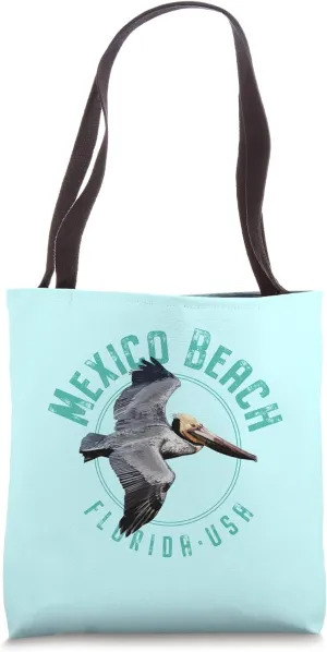 Mexico Beach Florida Pelican Design Tote Bag